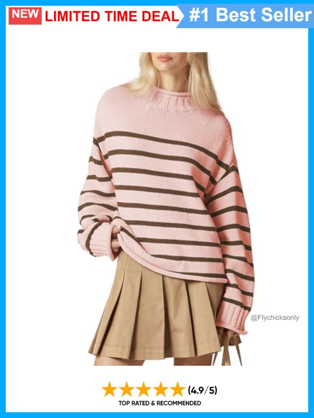Oversized Roll Neck Striped Knit Pullover Sweater